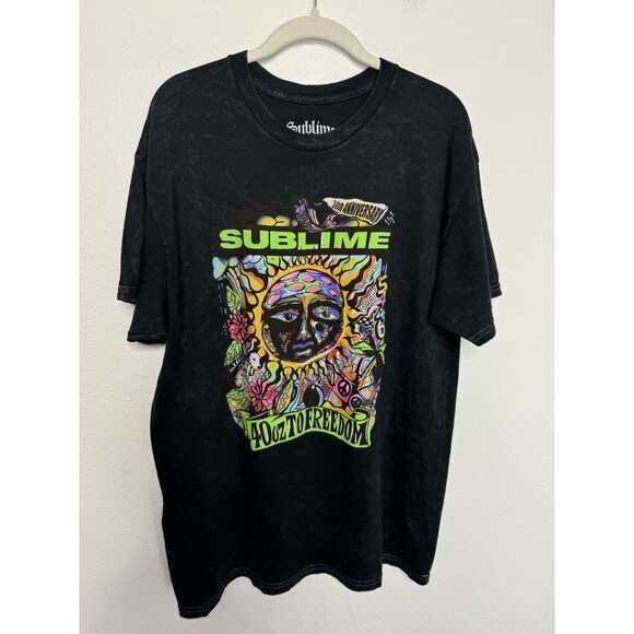 Sublime Sz L 30th Anniversary 40oz To Freedom T-Shirt Black Mineral Wash Cotton - Picture 1 of 8